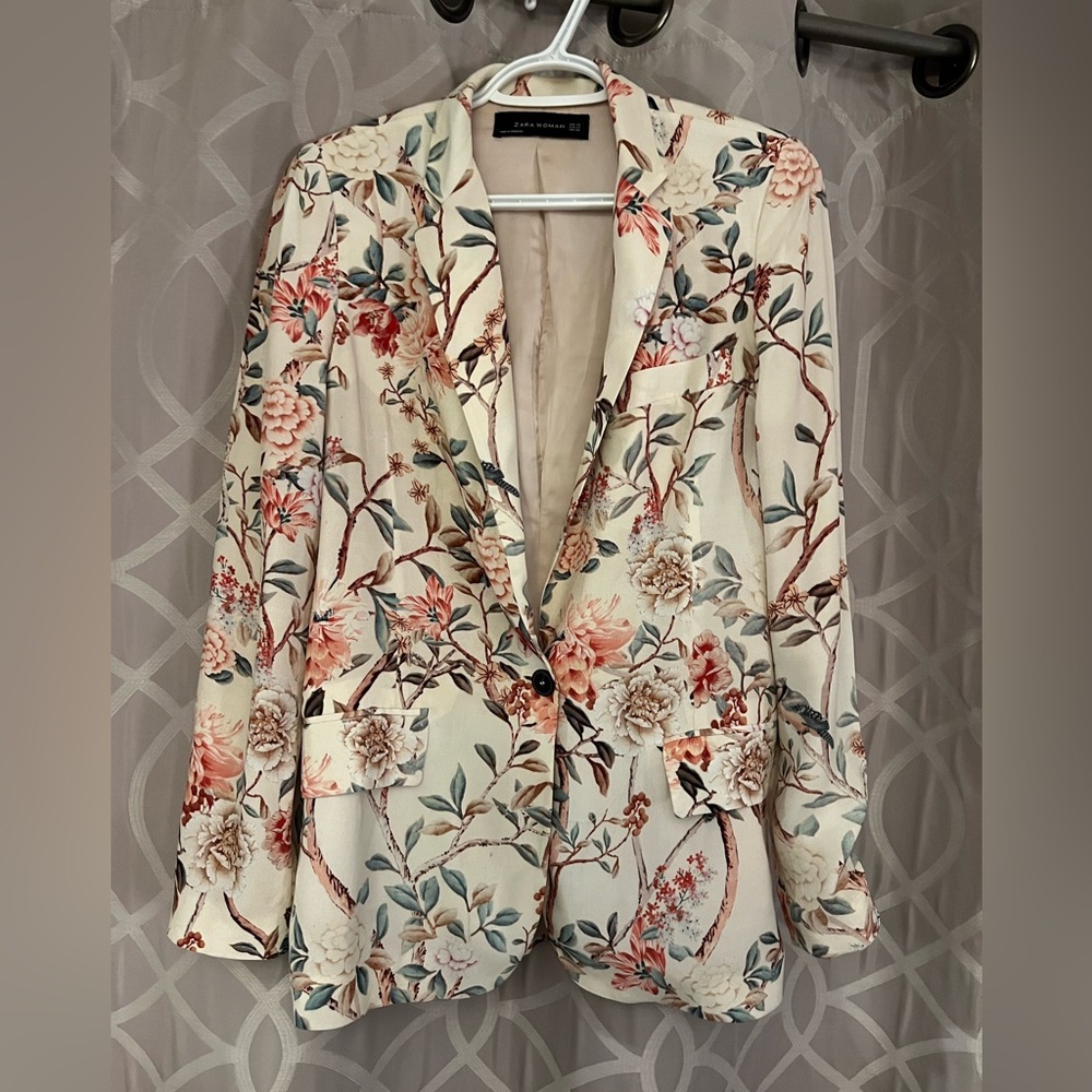 Zara Cream Floral Blazer